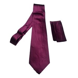 Stafford Silk Tie & Pocket Square Set Mens One Size Plum Berry 63"
